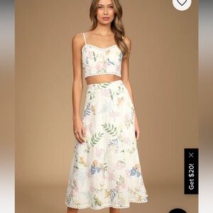 Lulus Sweet At Heart White Floral Embroidered Two-Piece Midi Dress